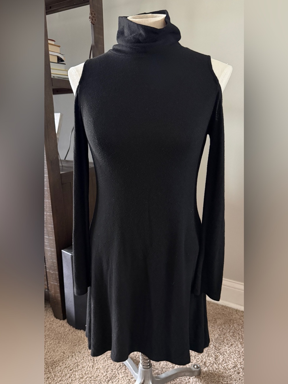 American Eagle Outfitters Black Long Sleeve Knit Dress w Mock Neck - M